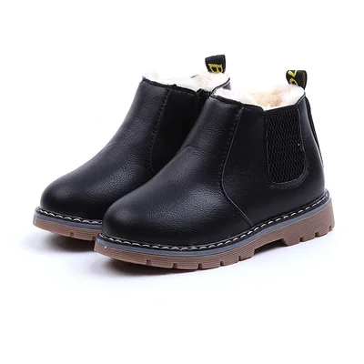 

Winter Top Selling Boys Boots 2019 New Fashion Zip Children Boots Girls Snow Boots PU Leather Waterproof Kids Sneakers
