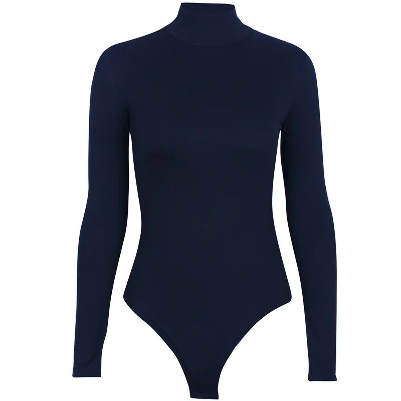 

Turtleneck Solid Long Sleeve Bodysuit Women Autumn Winter Sexy High Waist Elegant Rompers New Fashion Cotton Bodycon Playsuits