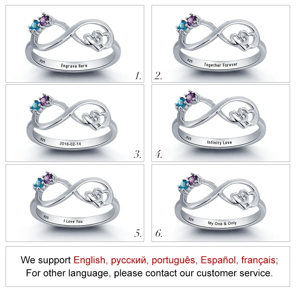 JewelOra персонализированные Бесконечность Любовь Кольцо Индивидуальные пара