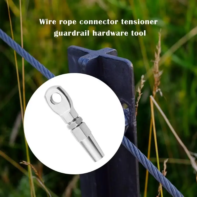 

Stainless Steel Wire Rope Connector Guardrail Hardware DIY Fitting Rigging