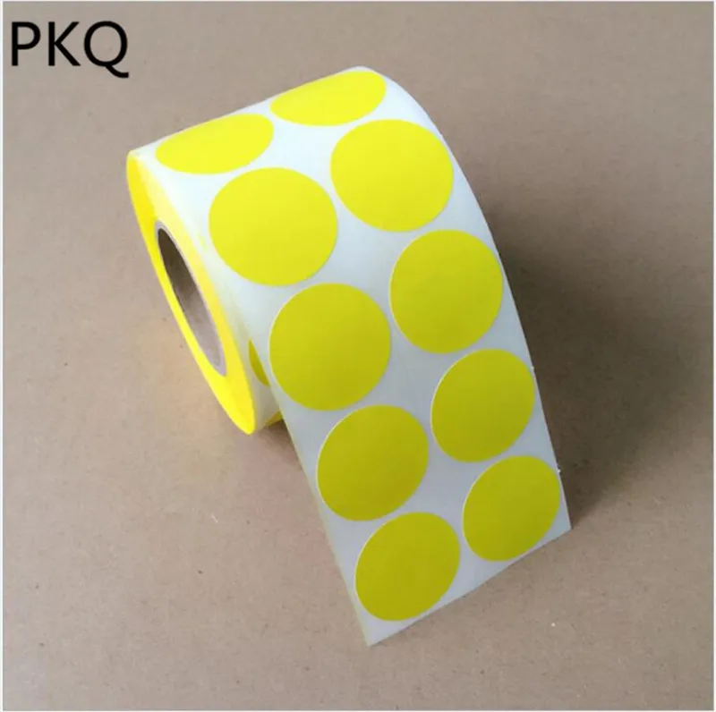 5cm 8cm yellow round sticker label sticker white round dot labels in roll gloss art paper sticker for heat transfer printer