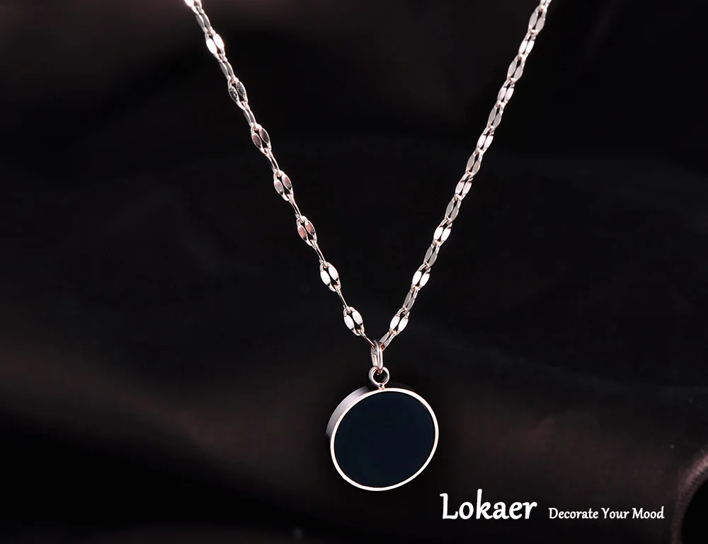 Lokaer Золото Цвет Roune акриловая цепочка с кулоном для женщин простой титана цепь из нержавеющей стали ожерелье s брендовые ювелирные изделия