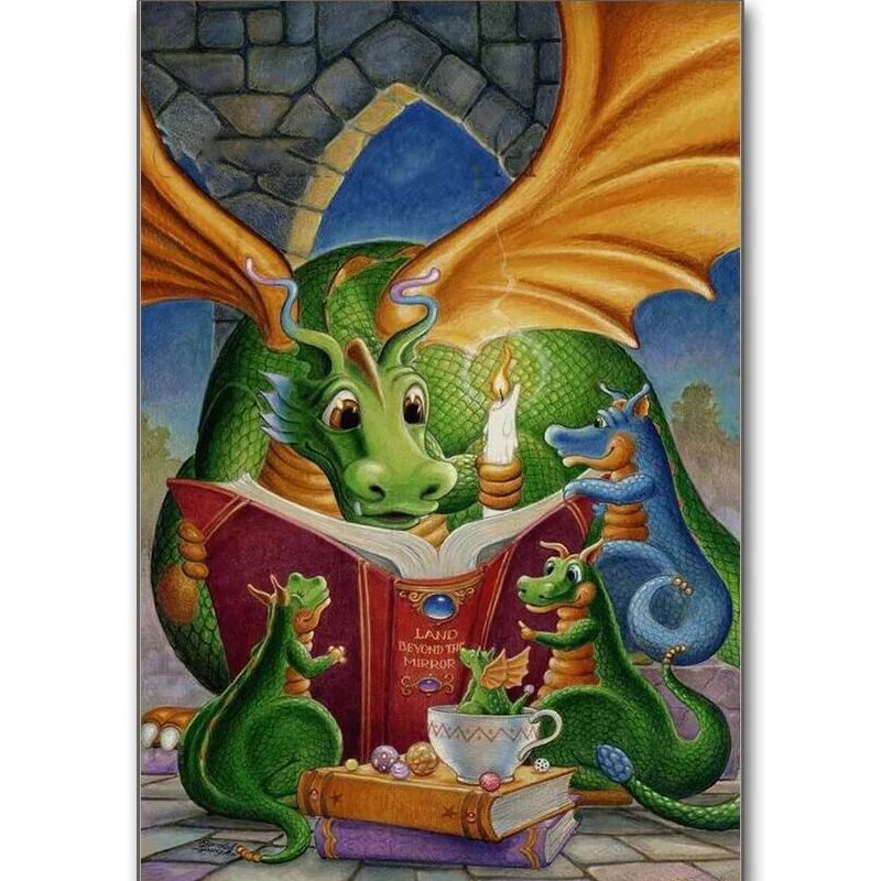 Мультяшные драконы дрель Резиновая лента мозаика монеты 5D Сделай Сам Вышивка