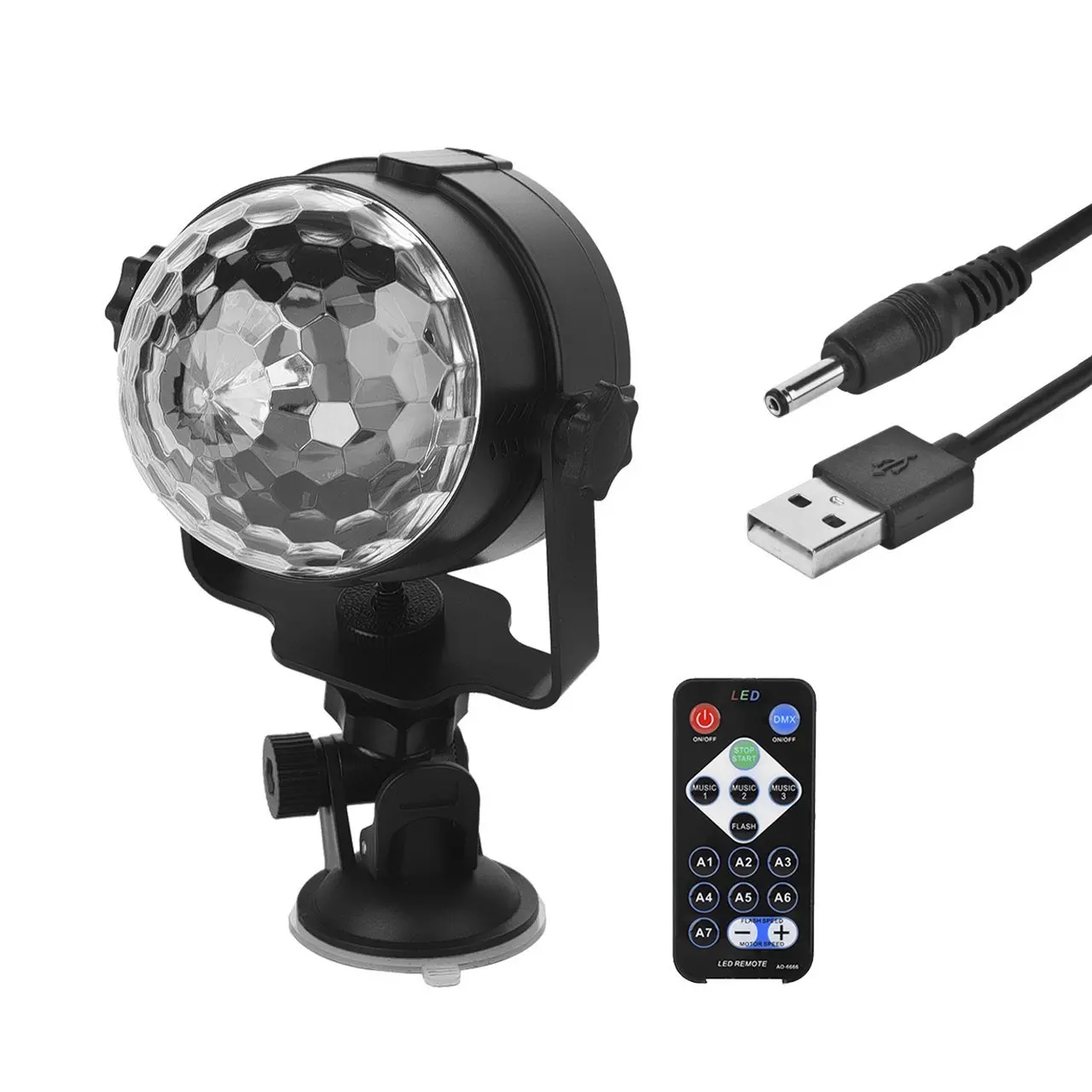 Пульт дистанционного управления с питанием от USB 7 цветов 3 Вт RGB мини кристалл