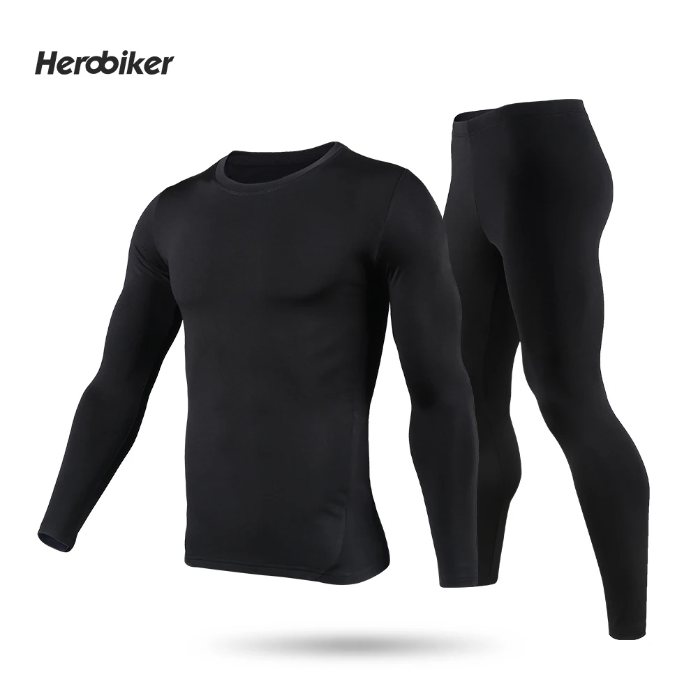 Herobiker мужское термобелье с флисовой подкладкой, комплект для катания на лыжах, базовый слой, зимние теплые подштанники, рубашки и топы, нижний костюм