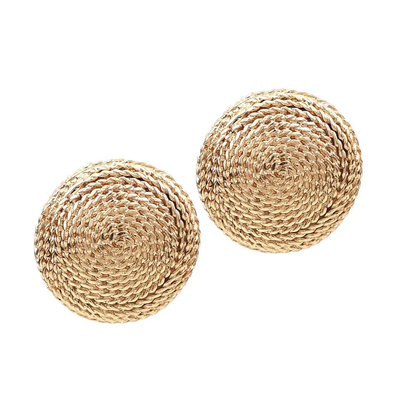 Gold Earrings MANILAI, трендовые круглые серьги-гвоздики из сплава с шероховатой поверхностью, женские винтажные массивные большие серьги из металла, Brincos, ювелирные изделия оптом - Окраска металла: Gold Earrings