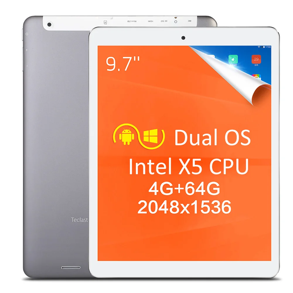 Teclast X98 Plus II 2 в 1 Tablet PC 9 7 ''Windows 10 + Android 5 Intel Cherry Trail X5 z8350 4 ГБ 64 2.0MP камеры 7800mA OTG |