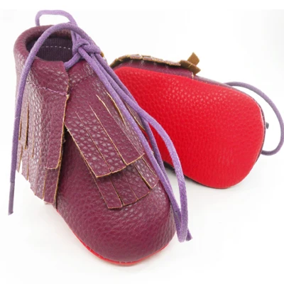 purple red sole Детские ботинки обувь для девочек; обувь принцессы; детская обувь с красной подошвой; кожаные ботинки с бахромой из искусственной кожи; chaussure - Цвет: purple red sole