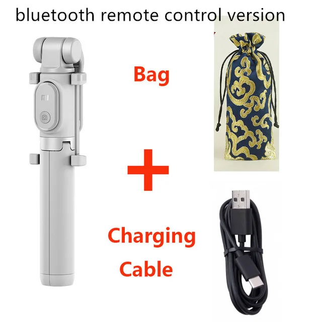 add bag add cable G Новейший Xiao mi монопод mi селфи палка Bluetooth штатив с беспроводным пультом дистанционного управления вращение на 360 гибкая/Проводная версия Android IOS D5 - Цвет: add bag add cable G