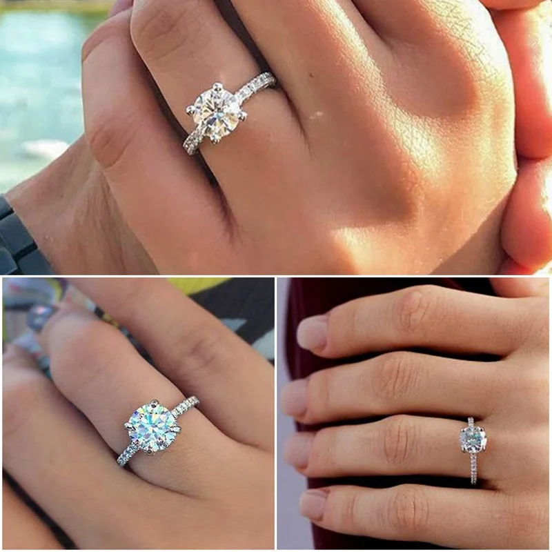 925 anillos серебряное классическое роскошное кольцо со стразами циркониевое
