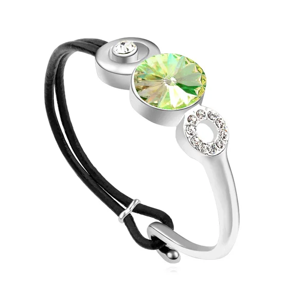 1 Бренд ANNGILL, браслет с настоящими кристаллами Swarovski, роскошные кожаные браслеты и браслеты для женщин, элегантные вечерние ювелирные изделия - Окраска металла: 1