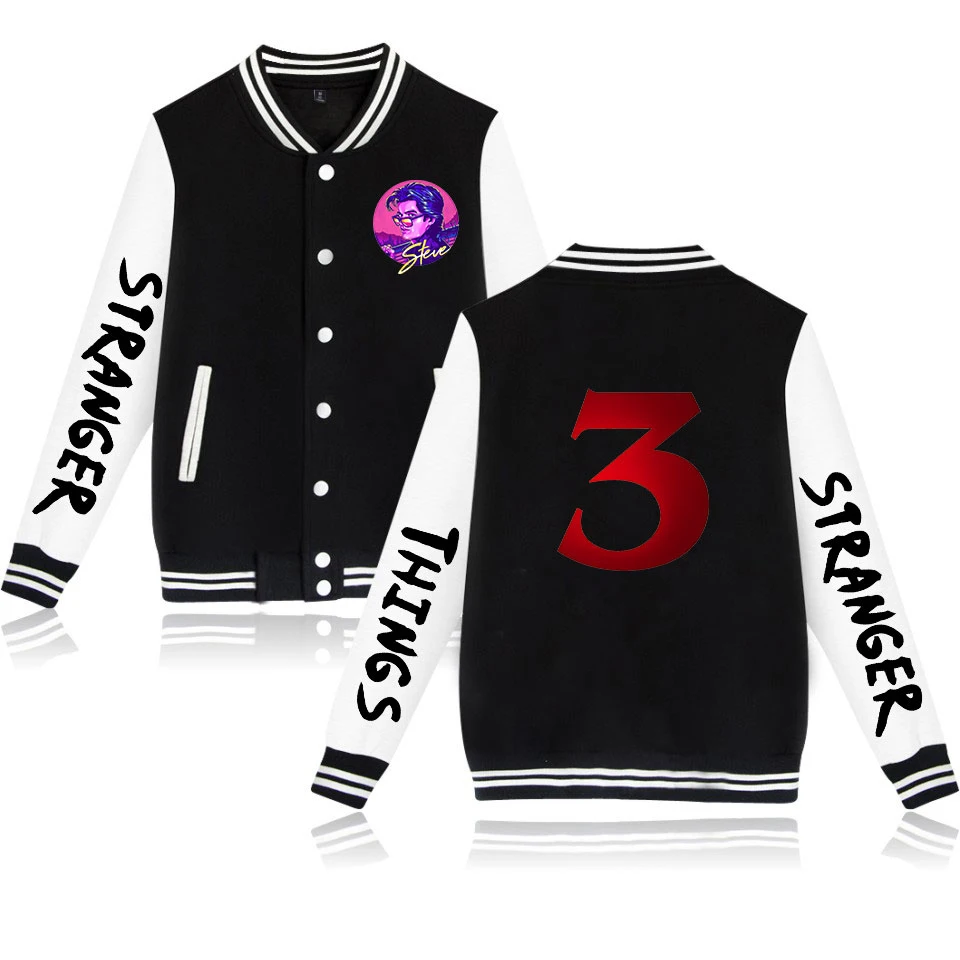 

Stranger Things Season 3 printed fashion sports Baseball Jacket men women tracksuit Sweatshirt casual hoodies Jackets coats tops
