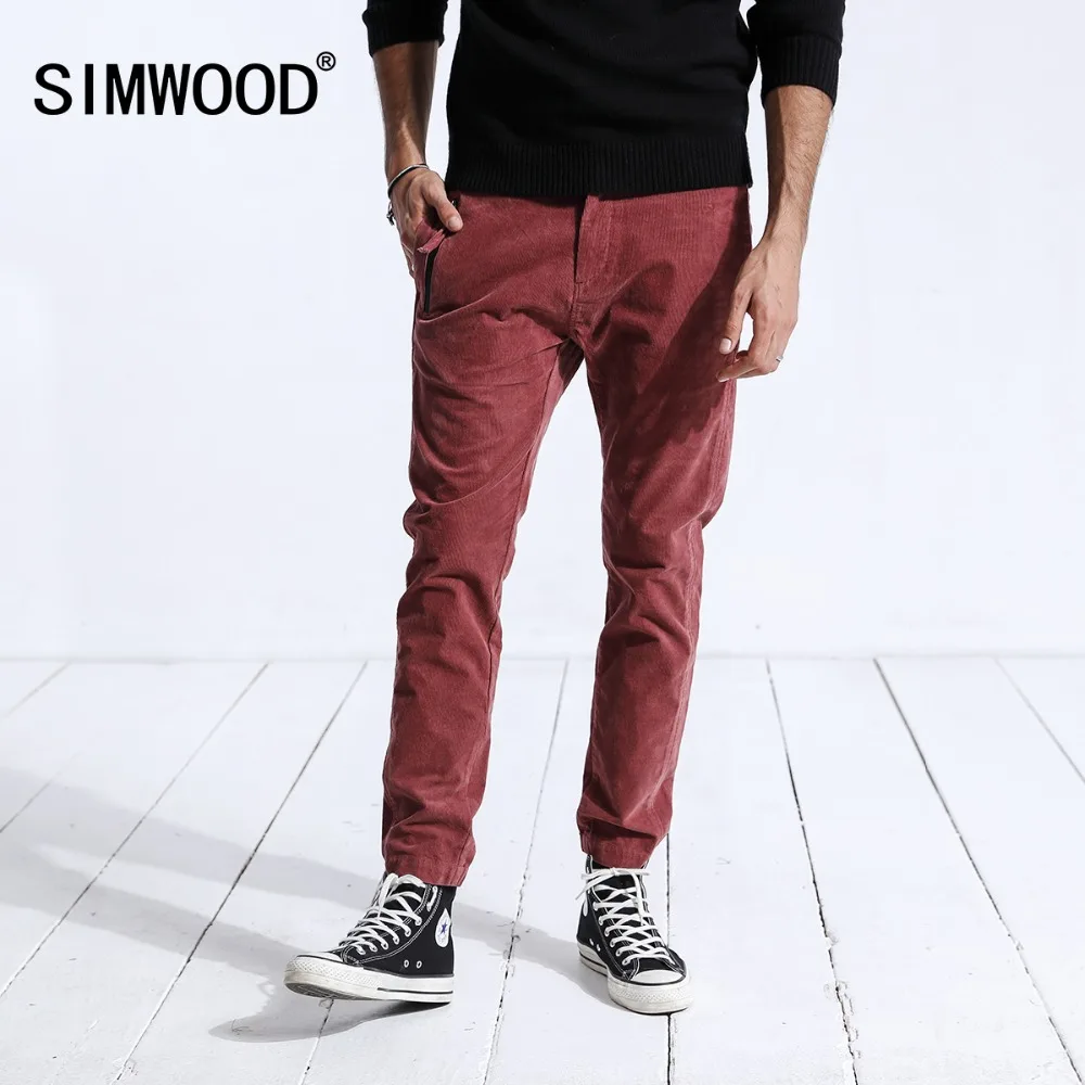 SIMWOOD 2019 зимние повседневные штаны для мужчин модные обтягивающие вельветовые