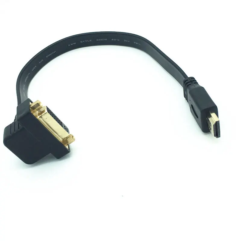 Плоский тонкий Высокоскоростной HDMI к DVI 24 + 5 Женский 90 Угловой кабель 0 3