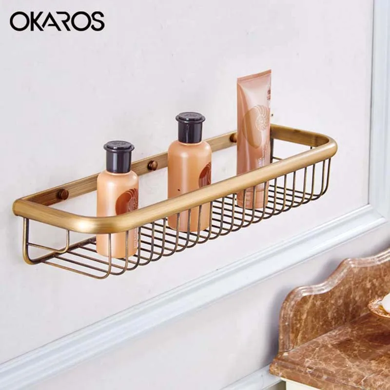 OKAROS (45 см) настенная одноуровневая полка для ванной комнаты полки корзина
