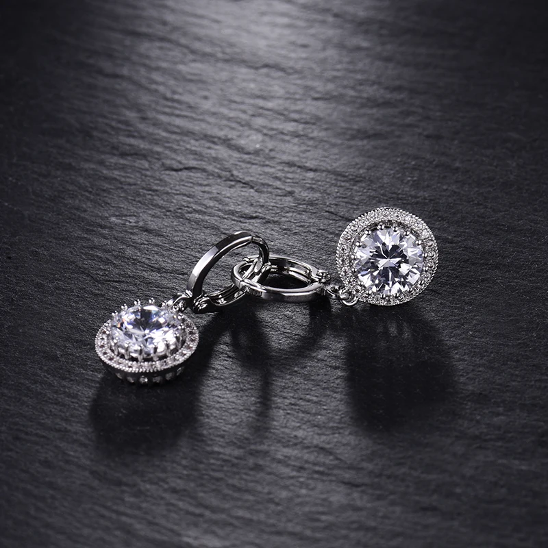 Женская серебряная Сережка BUDONG с синим цирконием XUE040|womens dangle earrings|dangle drop earingsdangle