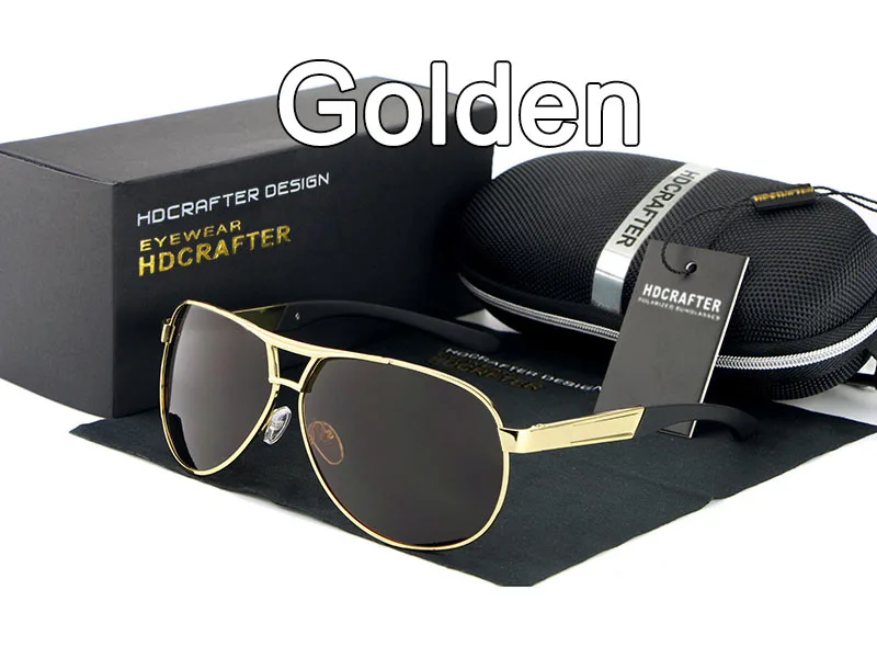 HDCRAFTER Бренд мужской Солнцезащитные Очки Поляризованный UV400 Защиты Солнцезащитные Очки Овальный Óculos-де-сол мужской - Цвет линз: Golden