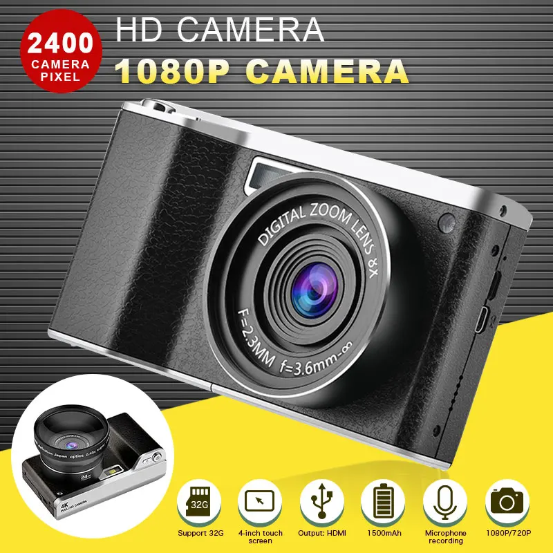 Новая цифровая камера 4 0 дюйма IPS сенсорный экран Full HD 24MP разрешение 8X цифровой