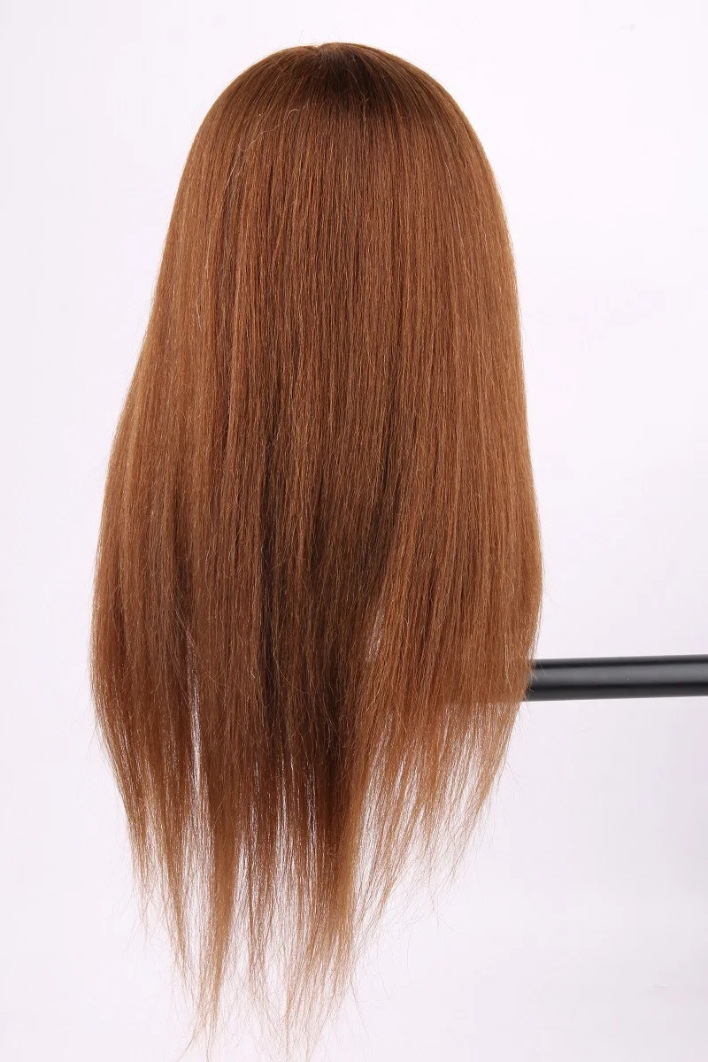 

Mannequin Head Salon 100% Real Hair 22" Brown hair Training Hairdressing Practice Cosmetology Mannequins Hair with Free Clamp