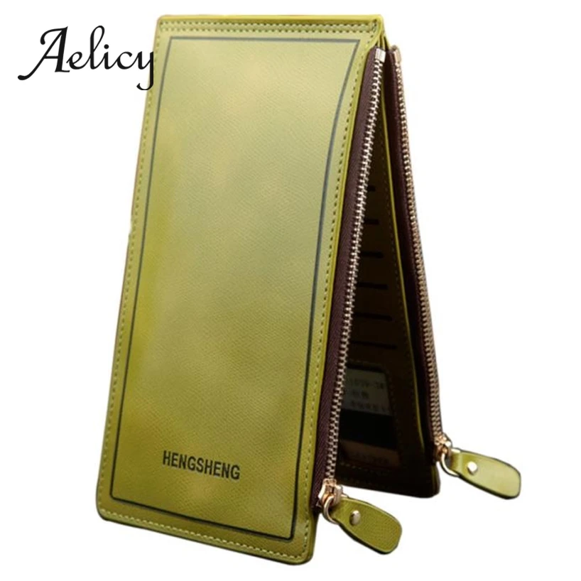 Aelicy, двойной длинный кошелек на молнии, много карт, позиция из искусственной кожи, мужской тонкий маленький тонкий женский кредитный держатель для карт, денежная посылка