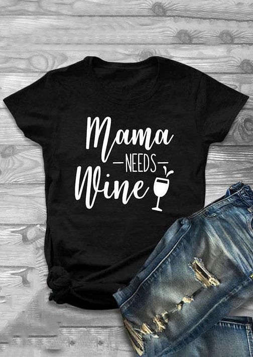 Женская футболка с надписью Mama Needs Wine летняя Mom Gift забавная Винтажная