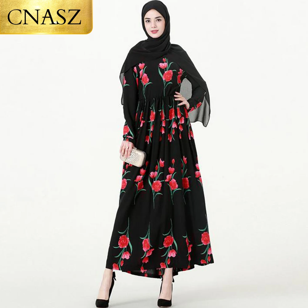 Абайя Дубай мусульманское красивое цветочное длинное платье Катар ОАЭ арабский