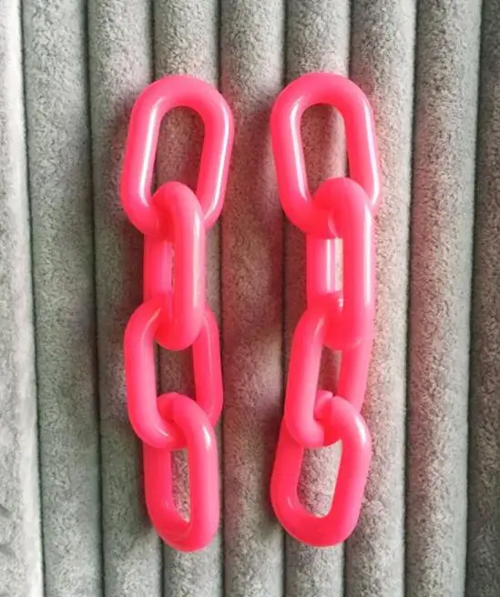 neon pink Крупная акриловая Длинная цепочка, висячие серьги в стиле рок, панк, золото Za, большие металлические Цветные Висячие серьги, Женские Ювелирные изделия - Окраска металла: neon pink