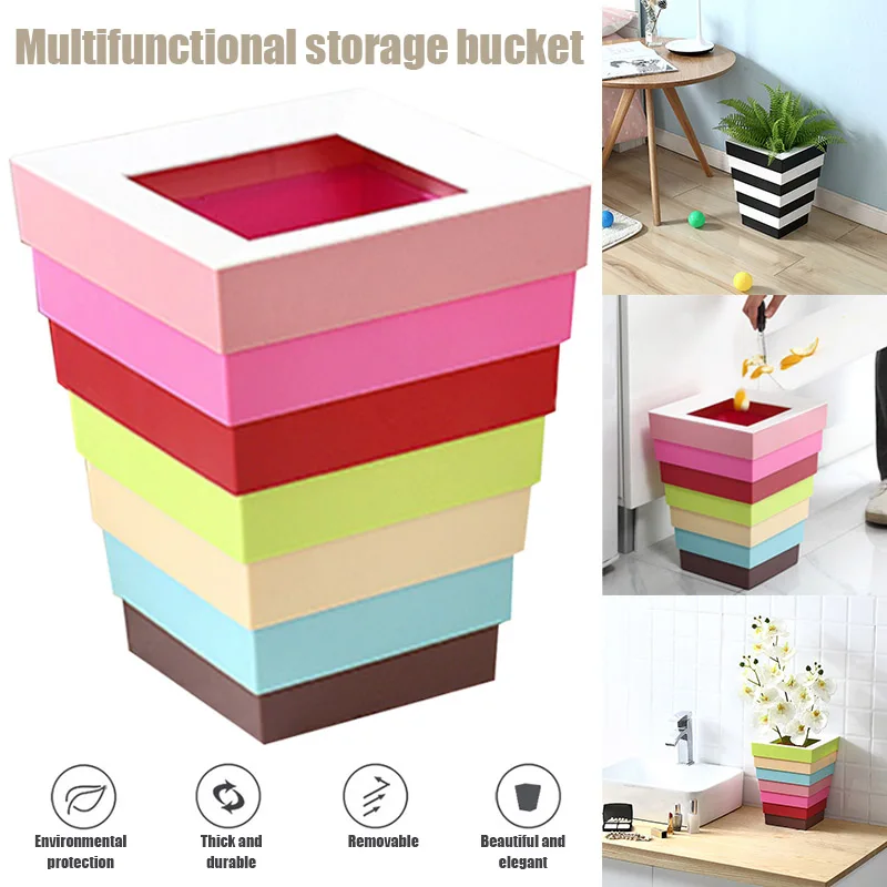 

Folding Household Trash Can Plastic Coverless Storage Bucket Thick Durable Non-Slip Paper Bucket DC120