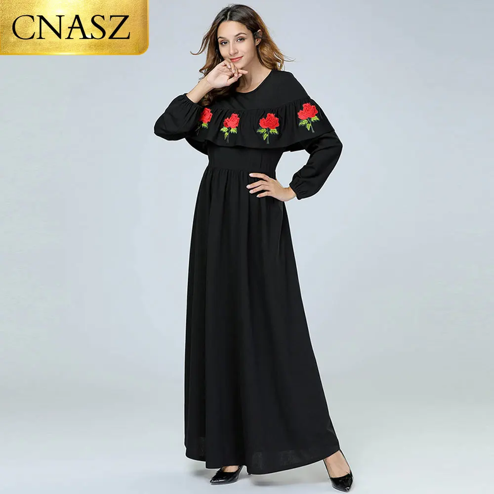 2018 г. Кафтан UAE Abaya джинсовый хиджаб с вышивкой в Дубае мусульманское платье для