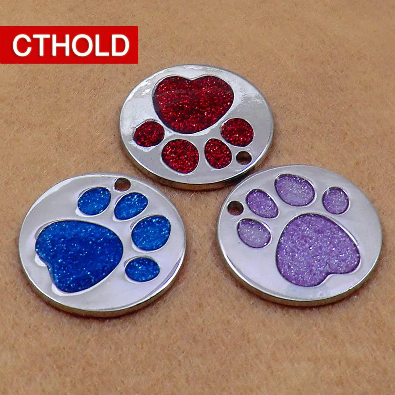 CTHOLD 30 шт./лот круг собачья лапа форма id тег блеск нержавеющая сталь 3D пустые