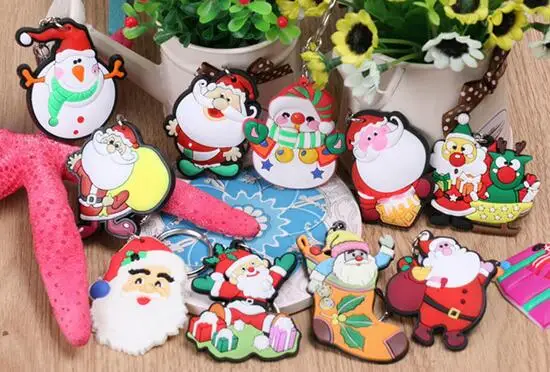 100pcs/lot Christmas tree decorations Keychains Santa Claus Keyfob mini cute deer key ring 5cm | Украшения и аксессуары