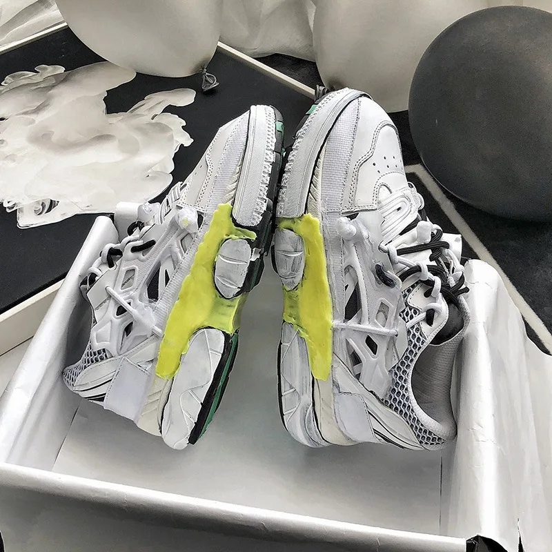 Белые туфли в стиле ретро; женские кроссовки на массивной платформе; zapatos de mujer; сезон весна; Snivel chaussures femme; Женская обувь в стиле пэчворк