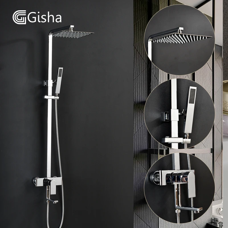 Gisha, смеситель для ванной комнаты, набор для ванны, смесители для душа, смеситель для ванны, краны для душа, водопад, насадка для душа, настенный смеситель G5002