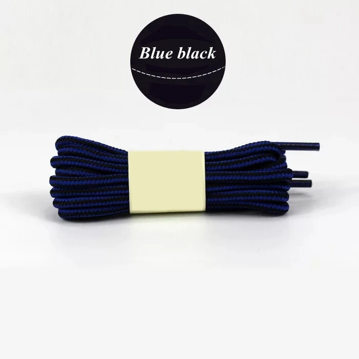 Blue black 1 пара круглых полосатых двухцветных шнурков для мужчин и женщин, унисекс, кожаные шнурки для ботинок, шнурки для спорта на открытом воздухе, шнурки для кроссовок - Цвет: Blue black