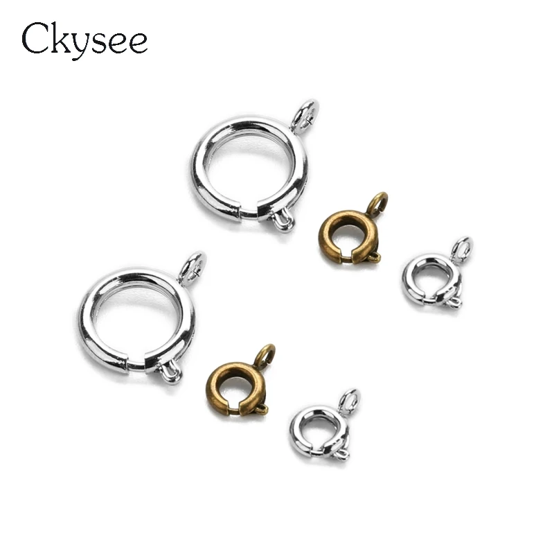 Ckysee 50pcs/lot Antique Gold Bronze Silver Rhodium Metal Crimps Spring Clasps 6mm For Diy Jewelry Making | Украшения и