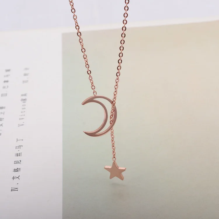 Высокое качество Y форма цепи ожерелье персонализированные полые Луна со звездой