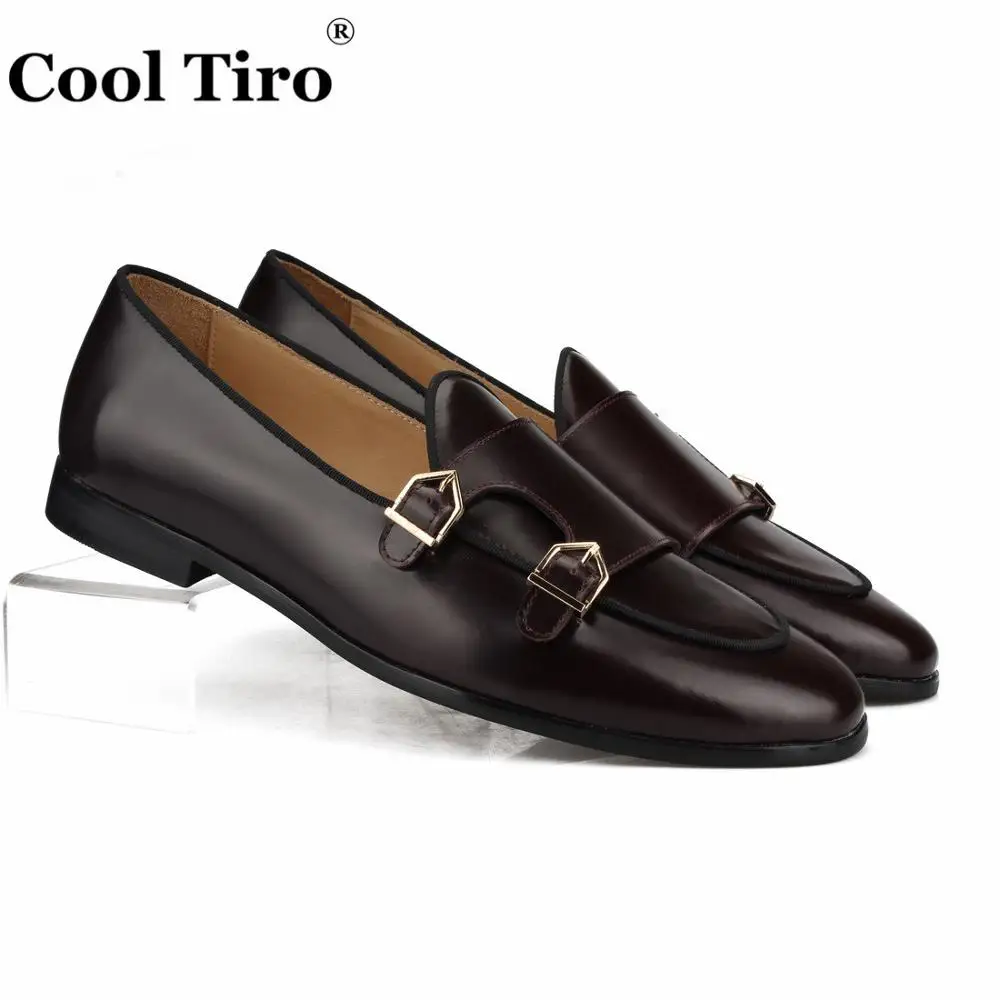 Cool Tiro Polished Leather Double-Monk Loafers Men Moccasins Slippers Wedding Dress Shoes Flats Casual Black Brown Blue | Обувь
