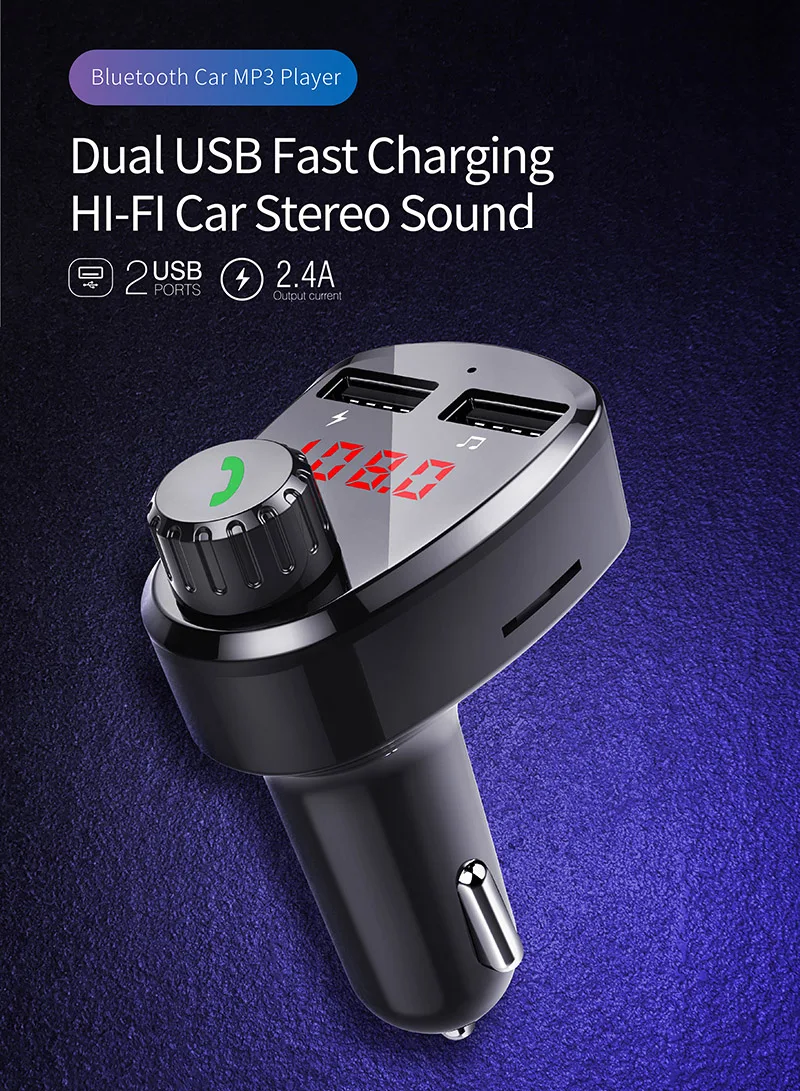Fm-передатчик JaJaBor fm-модулятор Bluetooth автомобильный комплект громкой связи