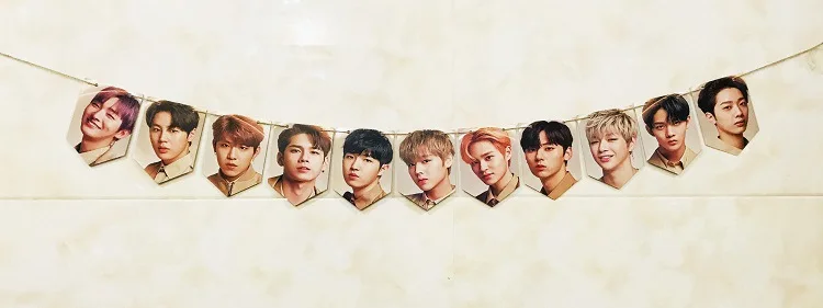KPOP Черный Розовый GOT7 SVENTEEN WANNA ONE TWICE символ бумажный флаг плакат повесить фотографии картина украшение дома K-pop