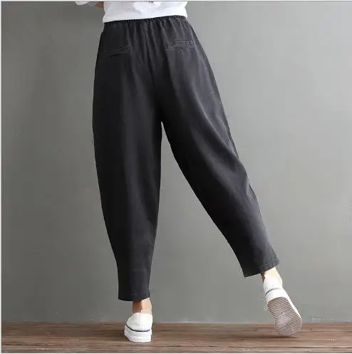 Женские джинсы из хлопка с эластичной резинкой на талии свободные широкие брюки