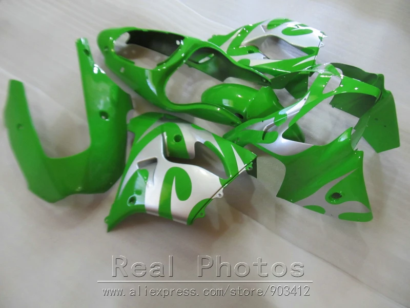 Бесплатная Настройка обтекателя комплект для Kawasaki Ninja ZX9R 2000 2001 зеленый