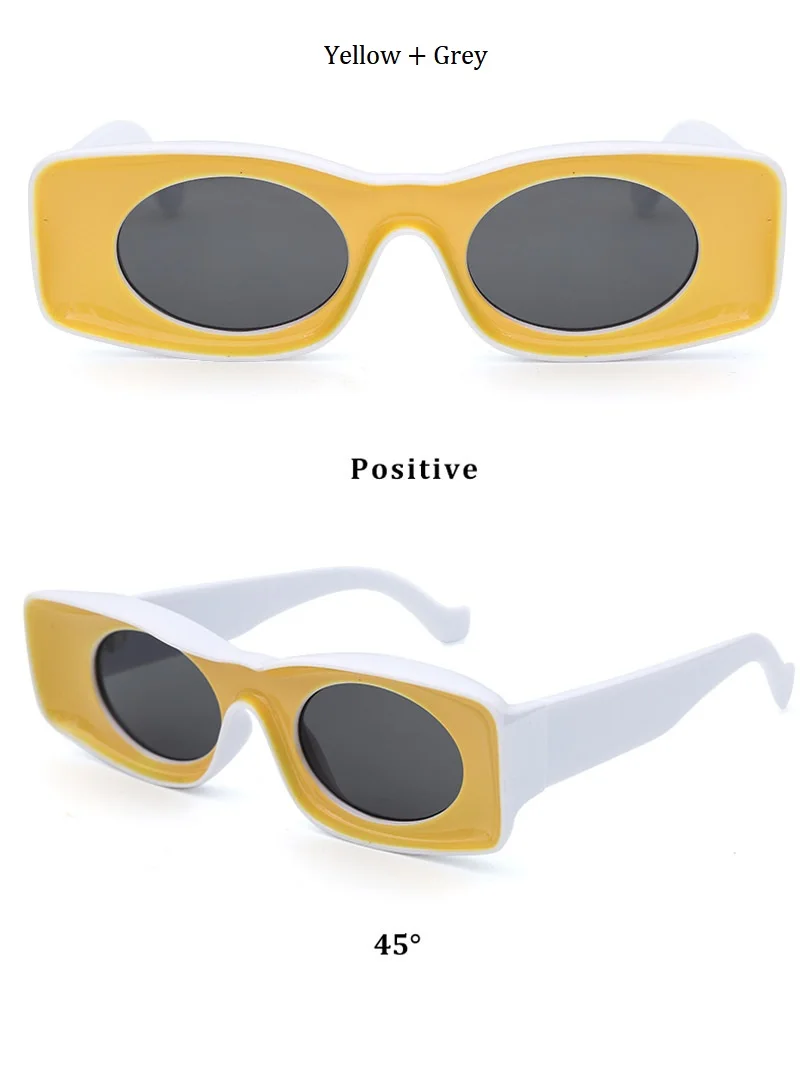 Unisex Candy Color Rectangle Sunglasses For Women Men Luxury Brand Hip Hop Sun Glasses For Male Trend Catwalk Glasses Women