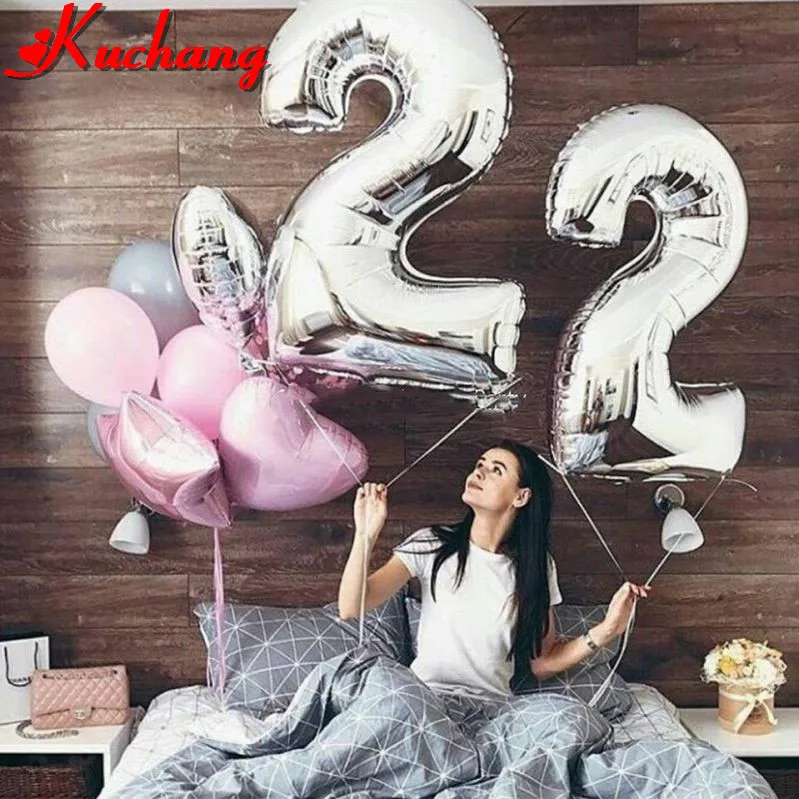 2 шт 16/30/40 дюймов розовое золото номер фольга гелиевые шары 16 18 20 25 30 40 50 лет Взрослый день рождения Декор поставки