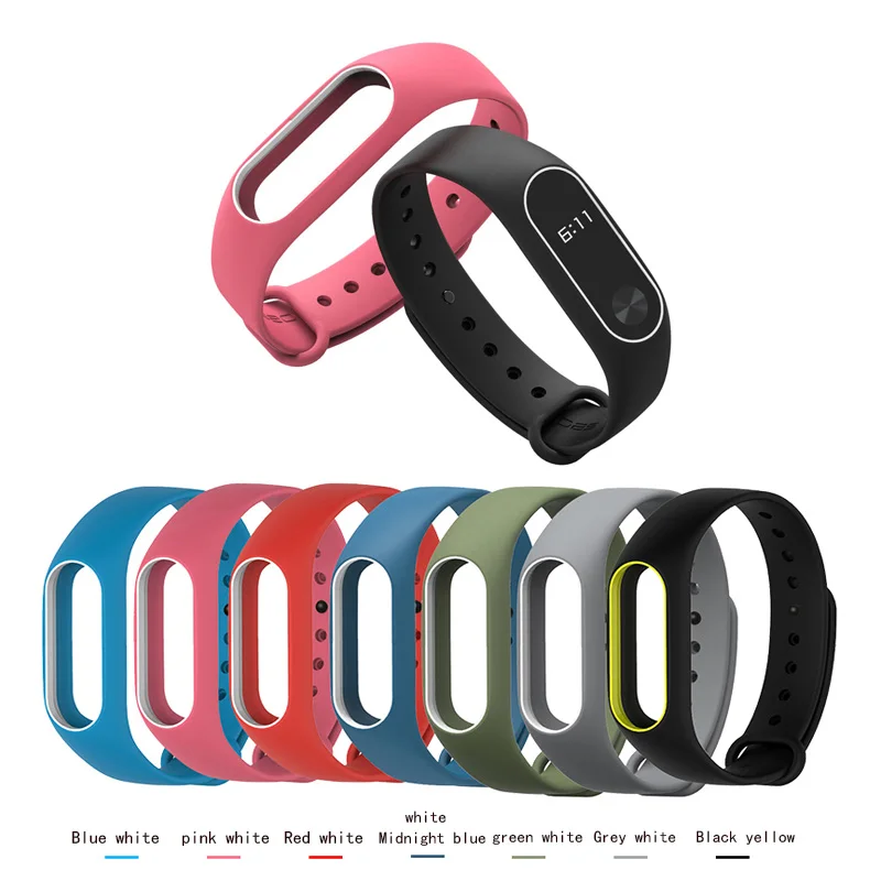 Двухцветный ремешок для mi band 2 сменный силиконовый браслет аксессуары смарт