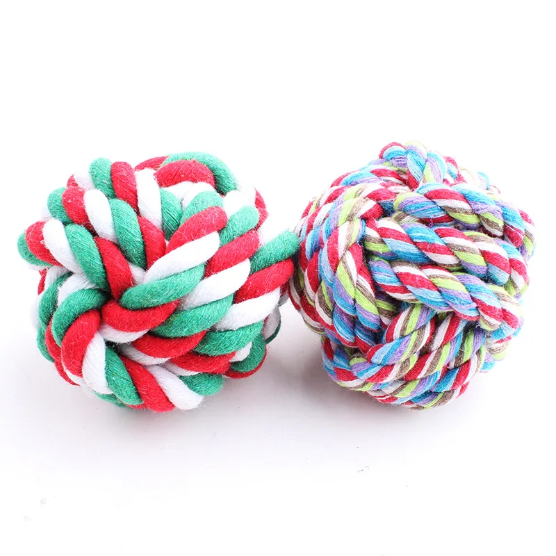 Pets Rope Ball Toys Bite Colorful Squeak Dog Wool Pet Puppy Chew 30% off | Дом и сад