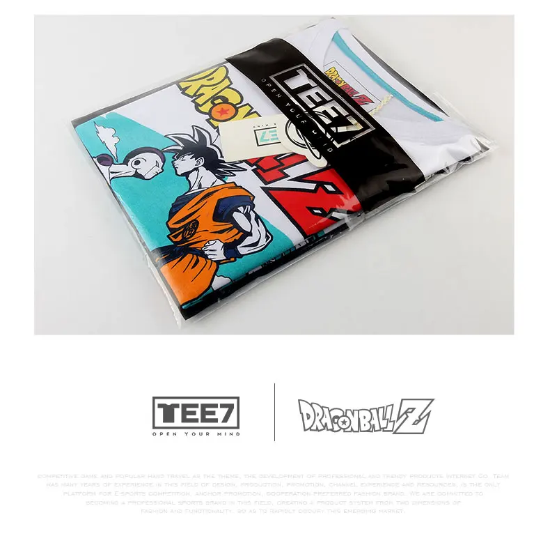TEE7 человек Топ короткий рукав Футболка для Dragon Ball Z солнце Гоку Аниме костюм хлопок печатных мужской Повседневное Модная футболка