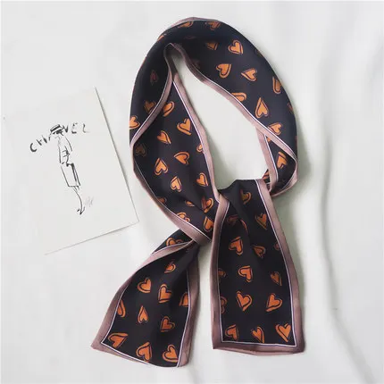 3 Шарф с сердечком, повязка для волос, для деловых женщин, вечерние, элегантные, маленькие, винтажные, обтягивающие, Ретро стиль, на шею, Шелковый атласный шарф - Цвет: 3
