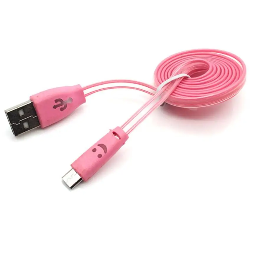 Pink 1 м микро USB кабель для телефона цветной градиентный светодиодный USB 2,0 микро USB кабель для зарядки данных для Android смарт-телефонов Кабели# YL5 - Цвет: Pink
