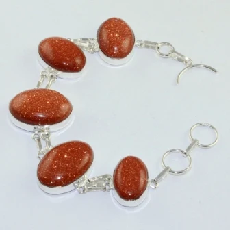 

Sun Stone Silver Overlay on Copper Bracelet , 23 cm, B1590