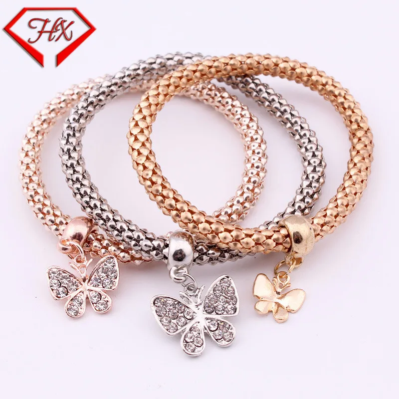 HX новая мода 3 шт./компл. эластичный многослойный браслет для женщин кукуруза